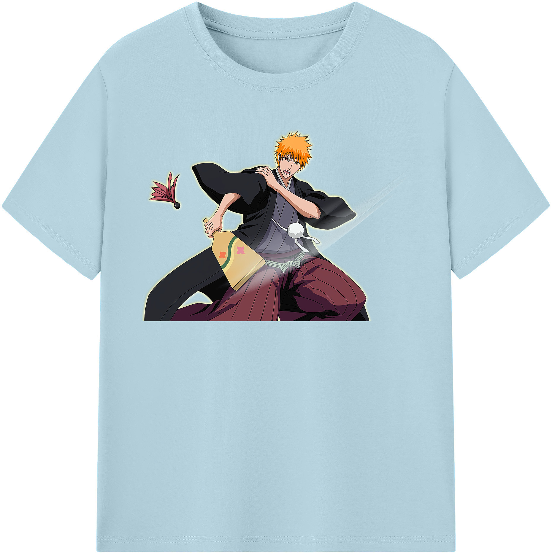 （画像用） ブリーチ 黒崎一護（くろさき いちご）BLEACH Kurosaki Ichigo 綿100％半袖Tシャツ（フロントプリント）